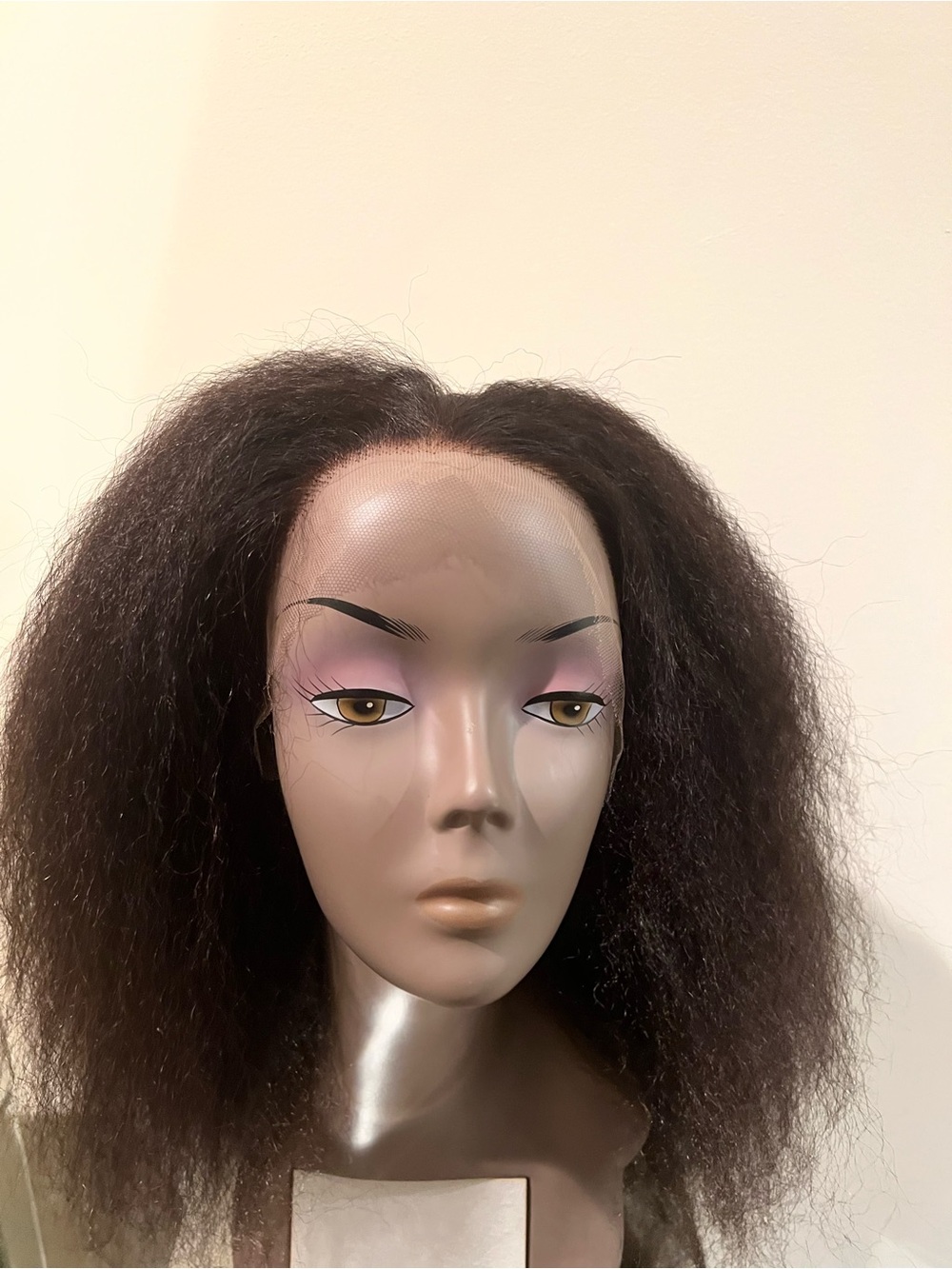 100% Human Hair Natural Kinky Straight Lace Front Wig.